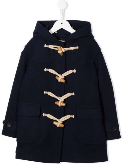 Dsquared2 Teen Hooded Duffle Coat In Blue