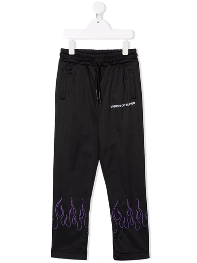 Vision Of Super Kids' Logo-print Track Trousers In Black
