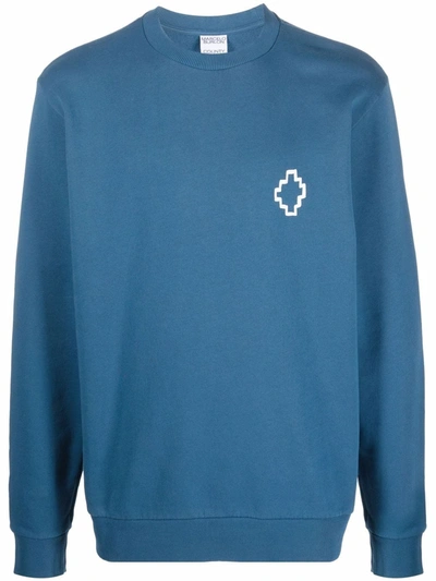 Marcelo Burlon County Of Milan Tempera Cross Print Sweatshirt In Petrol Blue