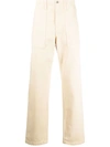 MARCELO BURLON COUNTY OF MILAN EMBROIDERED CROSS STRAIGHT-LEG TROUSERS