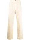 Marcelo Burlon County Of Milan Embroidered Cross Straight-leg Trousers In Neutrals