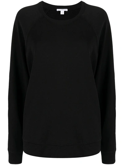 James Perse Drop-shoulder Crew Sweatshirt In Black