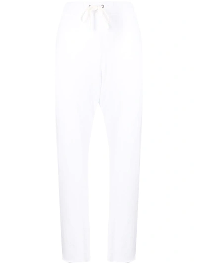 James Perse Cropped Supima Cotton-terry Track Trousers In White