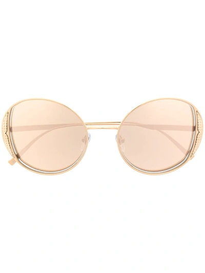 Bvlgari Round-frame Tinted Sunglasses In Gold