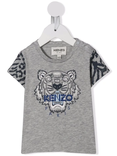 Kenzo Baby Printed Cotton T-shirt In Grey