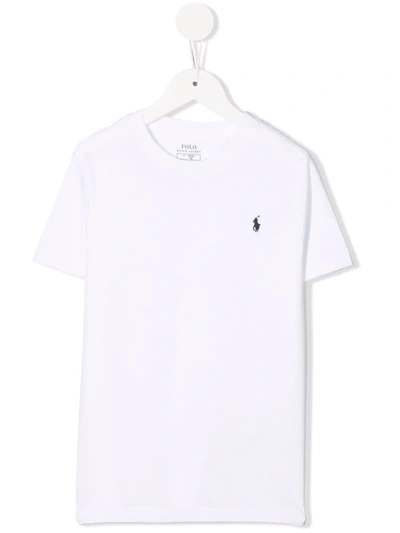 Ralph Lauren Kids' Embroidered-logo Short-sleeved T-shirt In White