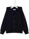 Stone Island Zip-up Hooded Jacket In Blue