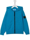Stone Island Zip-up Hooded Jacket In Blue