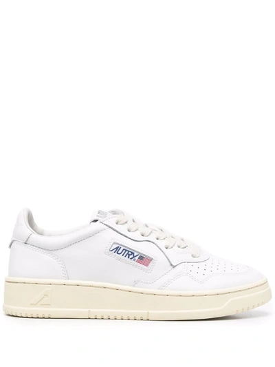 Autry Medalist Lace-up Leather Sneakers In White