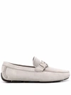 Ferragamo Peter Logo-plaque Loafers In Grey