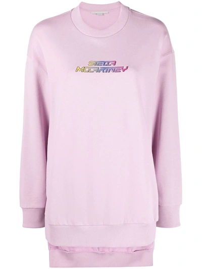 Stella Mccartney Logo-print Side Slit Sweatshirt In Pink