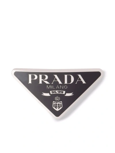 Prada Triangle Logo Hairclip In Black