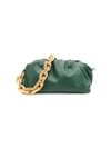 Bottega Veneta The Chain Pouch Leather Clutch In Raintree Gold