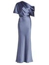 Amsale Satin One-shoulder Gown In Ice