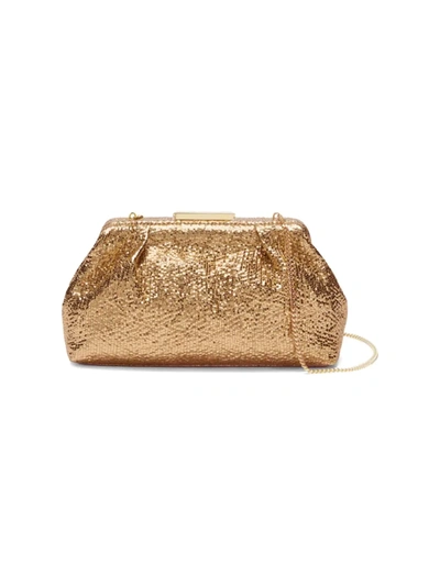 Demellier Mini Florence Metallic Leather Clutch In Gold Metallic