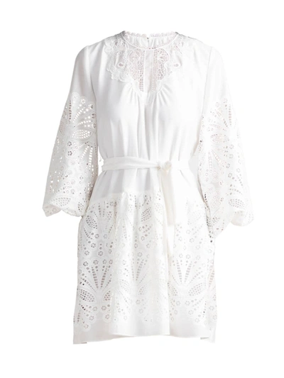 Shoshanna Ashford Eyelet Shift Dress In Optic White | ModeSens