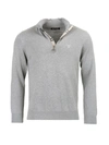 Barbour Cotton Half Zip Tartan Trim Sweater Grey