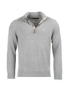 Barbour Cotton Half Zip Tartan Trim Sweater Grey In Grey Marl