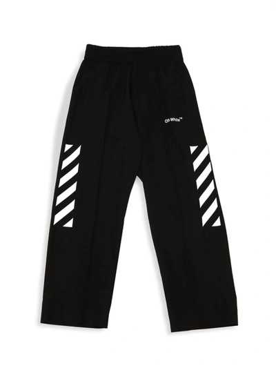 Off-white Kids' Diag-print Trousers In Black