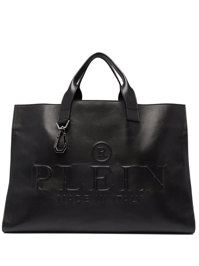 Philipp Plein Logo-debossed Leather Tote Bag In Black