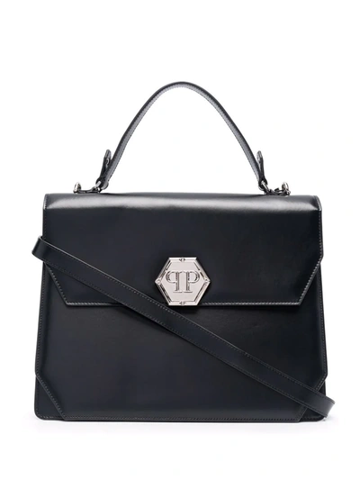 Philipp Plein Big Handle Hexagon Bag In Schwarz