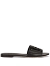 Dolce & Gabbana Black Flats With Cut-out Band And Dg Logo In Soft Rubber Woman In Black