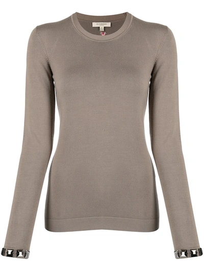 Pre-owned Burberry Studded Cuffs Jumper In Brown