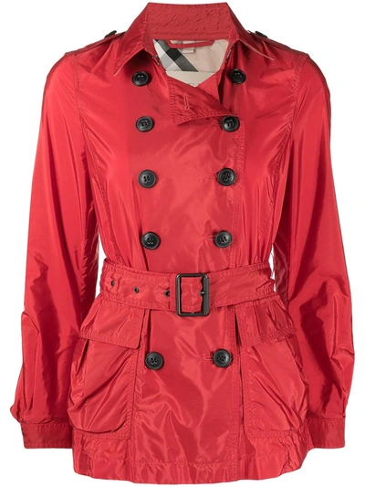 Pre-owned Burberry Balloon Sleeves Short Trench Coat In Red