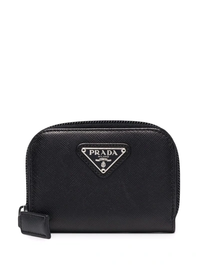 Pre-owned Prada 2000s Triangle-logo Wallet In Black