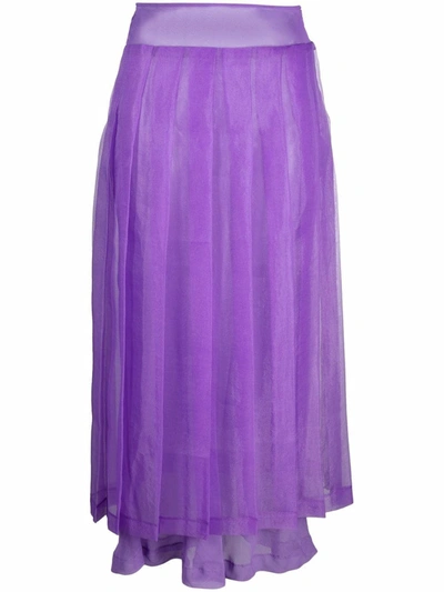 Pre-owned Comme Des Garçons 1997 Layered Pleated Skirt In Purple