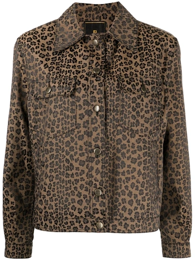 ジャケット・アウター FENDI jeans leopard pattern jacket Fendi Leopard Long Sleeve Jacket Brown Black AK31821j | eBay
