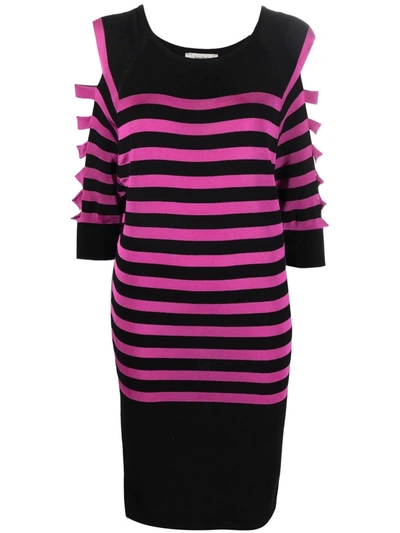 Pre-owned Jean Paul Gaultier 2000s Striped Cut-out Dress In Pink