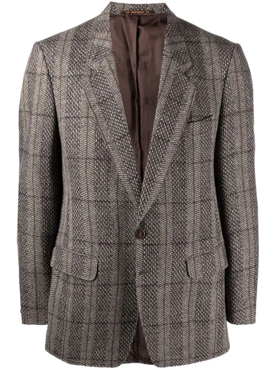 Pre-owned Saint Laurent 1980s Textured Single-breasted Blazer In Brown