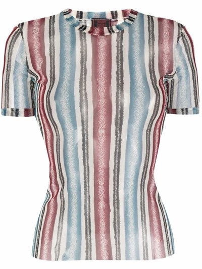 Pre-owned Jean Paul Gaultier 1990s Sheer Stripe-print Top In Red