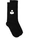 Isabel Marant Logo Knit Socks In 01bk Black