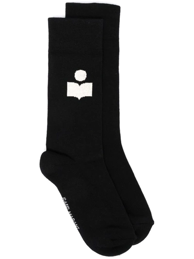 Isabel Marant Logo Knit Socks In 01bk Black