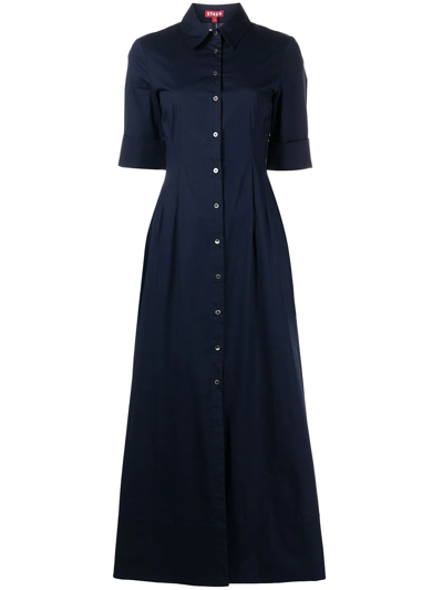 Staud Joan Shirt Maxi Dress In Blue