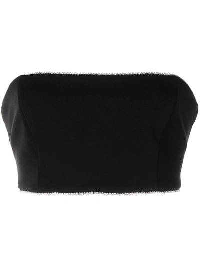 Staud Lillies Crystal-embellished Jersey Bandeau Top In Black