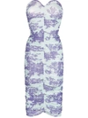Miaou Renzo Ruched Stretch-recycled Polyester Midi Dress In Green