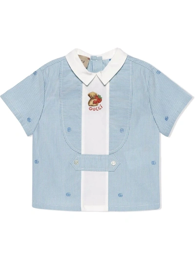 Gucci Babies' Striped Print Shirt In Blue