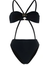 Dolce & Gabbana Logo-plaque Cut-out Swimsuit In Black