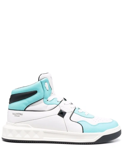 Valentino Garavani One Stud Nappa Leather Sneakers In Bianco