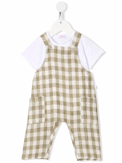 Il Gufo Babies' Boys Green Check Dungarees Set