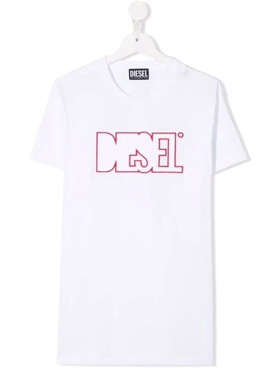 Diesel Teen Embroidered-logo T-shirt In White
