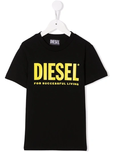 Diesel Teen Logo-print Cotton T-shirt In Black