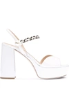 Miu Miu Patent Leather Platform Sandals In White