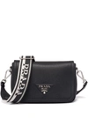 Prada Small Logo Soft Leather Shoulder Bag In F0002 Nero