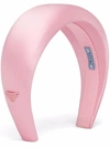 Prada Logo-plaque Padded Headband In Pink