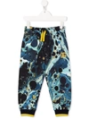 Dolce & Gabbana Marble-print Tapered Track Pants In Blue