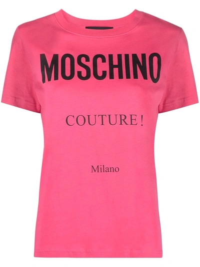 Moschino Logo印花t恤 In Pink